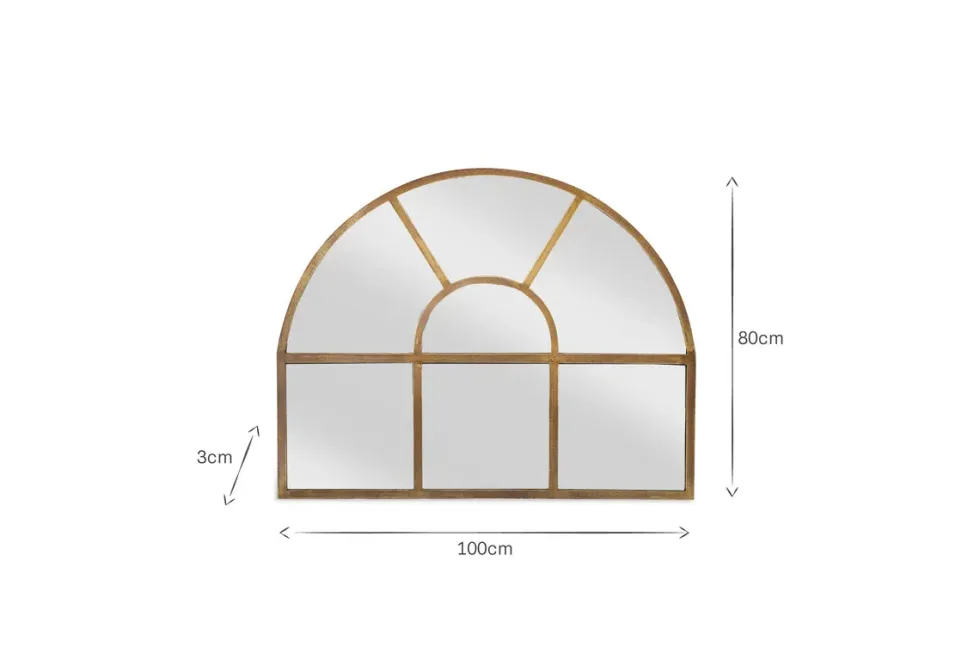 Imoma Iron Overmantel Arch Mirror - Brass
