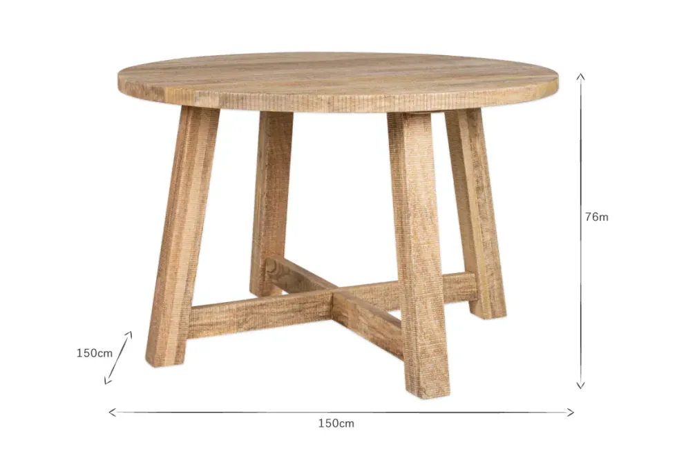 Indali Mango Wood Round Dining Table - Natural