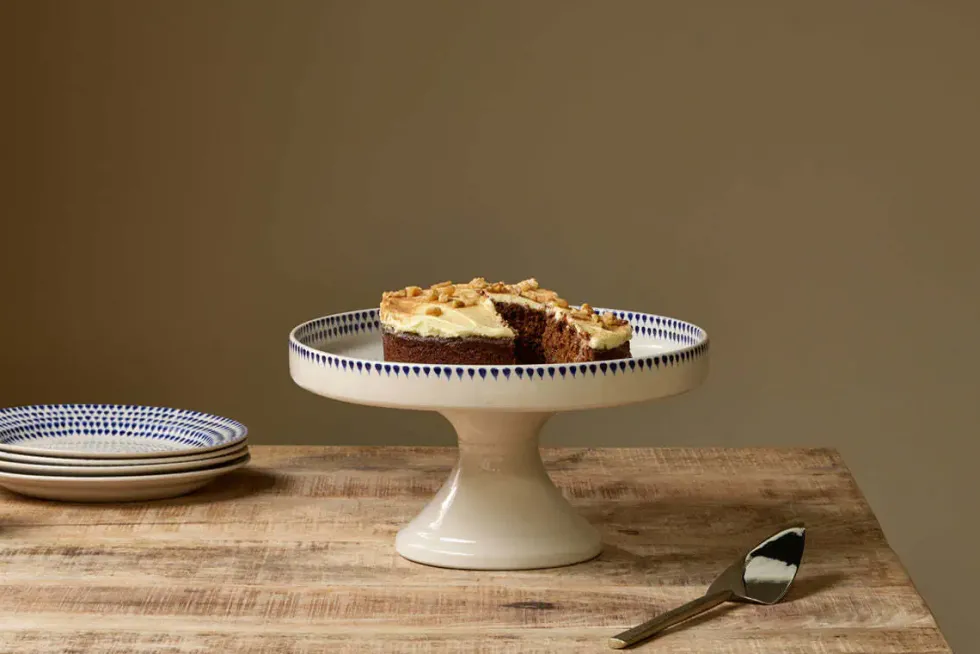 Indigo Drop Ceramic Stand - Cream & Indigo