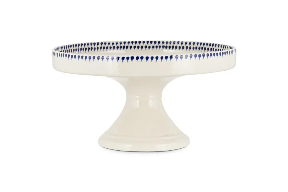 Indigo Drop Ceramic Stand - Cream & Indigo