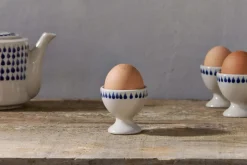 Indigo Drop Egg Cups - Cream & Indigo (Set of 2)