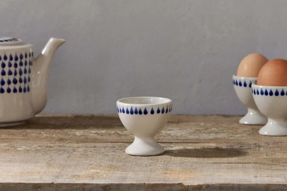 Indigo Drop Egg Cups - Cream & Indigo (Set of 2)