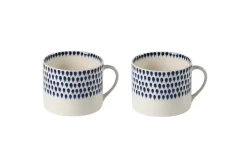 Indigo Drop Mug - Cream & Indigo - Large (Set of 2)
