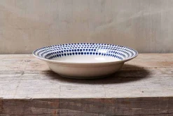 Indigo Drop Pasta Bowl - Cream & Indigo