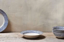 Indigo Drop Pasta Bowl - Cream & Indigo