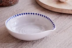 Indigo Drop Spoon Rest - Cream & Indigo
