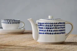 Indigo Drop Teapot - Cream & Indigo
