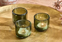 Irda Glass Small Tealight - Dark Emerald - Small (Set of 3)