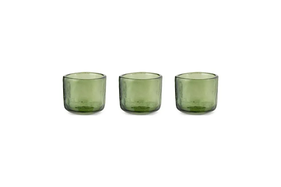 Irda Glass Small Tealight - Dark Emerald - Small (Set of 3)