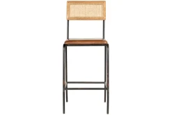 Iswa Leather & Cane Counter Chair - Aged Tan