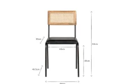 Iswa Leather & Cane Dining Chair - Black