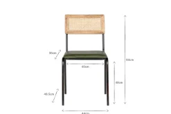 Iswa Leather & Cane Dining Chair - Green