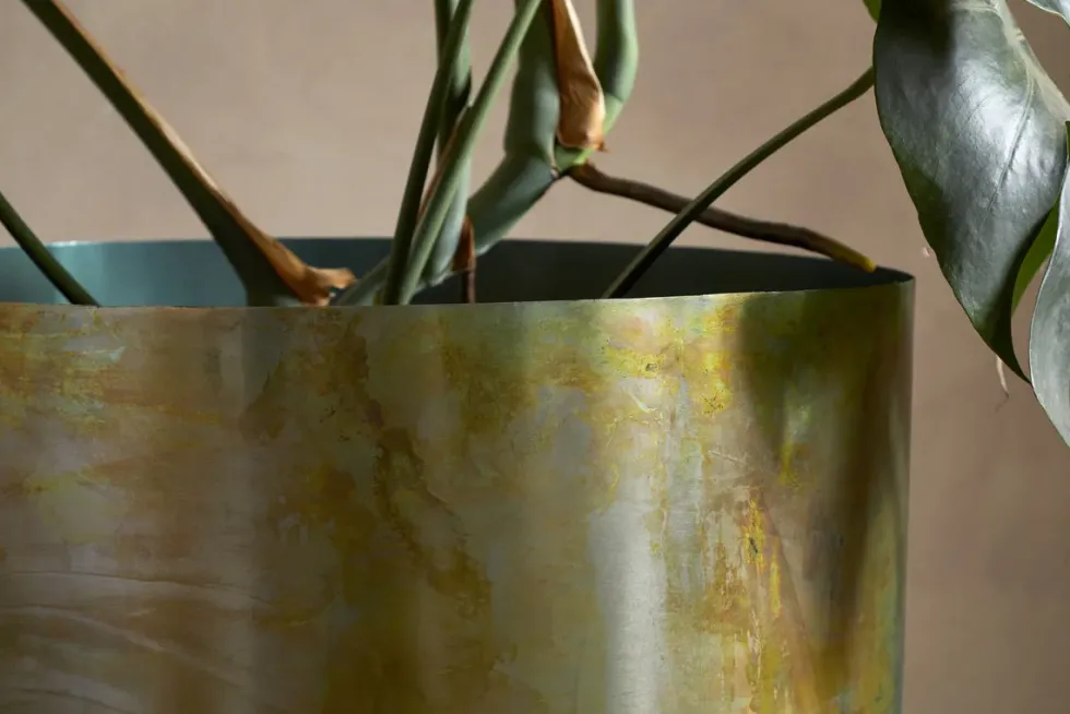 Jani Metal Planter - Oxidised Metal