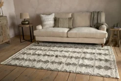 Japandi Handspun Cotton & Wool Rug - Cream & Clay