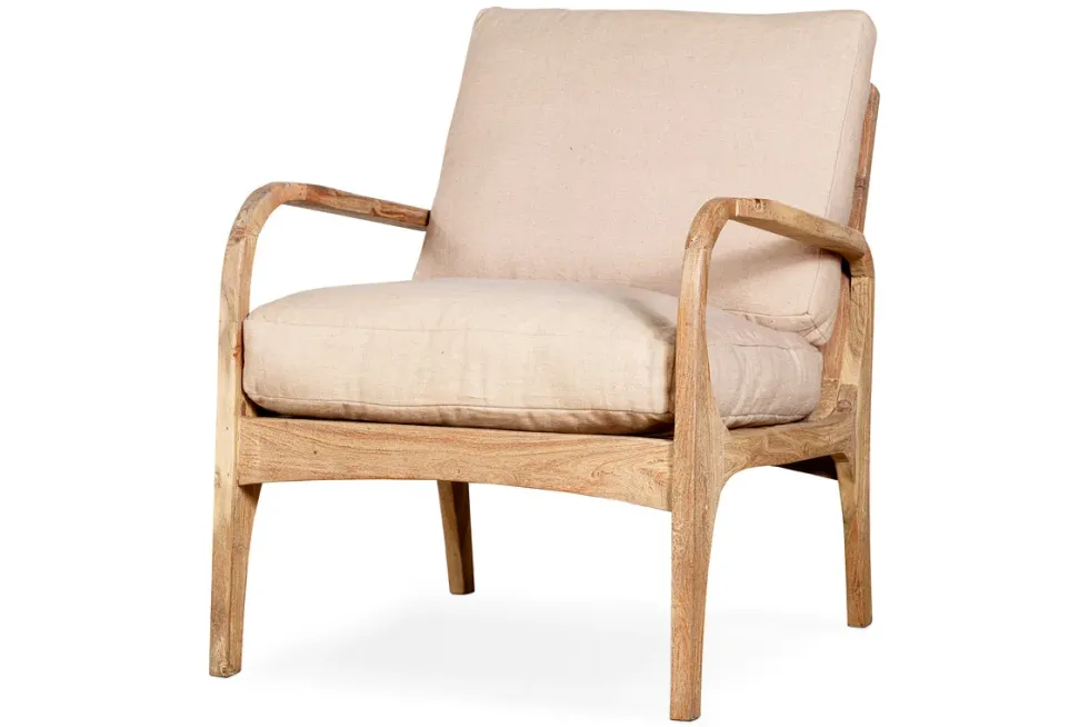 Jaya Acacia Wood & Linen Occasional Chair - Natural