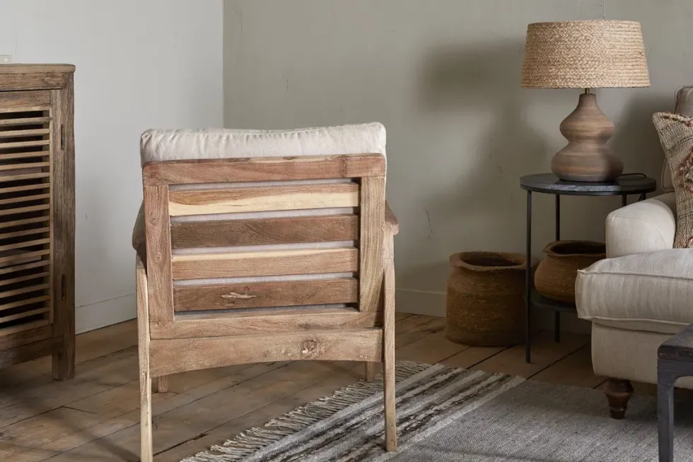 Jaya Acacia Wood & Linen Occasional Chair - Natural