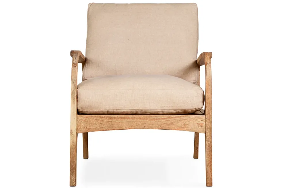 Jaya Acacia Wood & Linen Occasional Chair - Natural