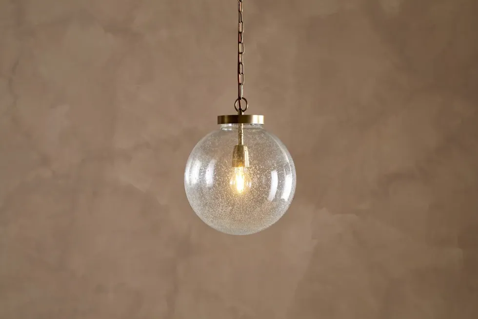 Jayeda Recycled Glass Ball Pendant - Clear