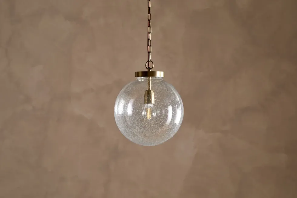 Jayeda Recycled Glass Ball Pendant - Clear