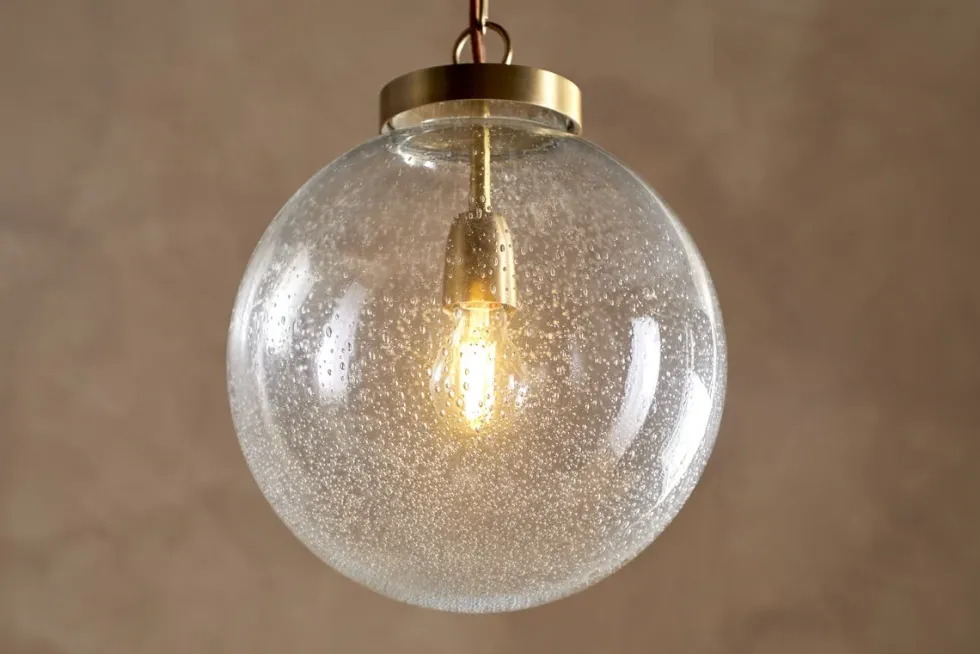 Jayeda Recycled Glass Ball Pendant - Clear