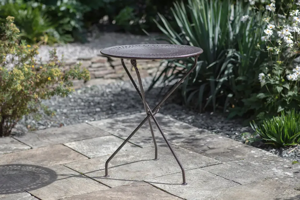 Jeavika Iron Outdoor Bistro Table - Black