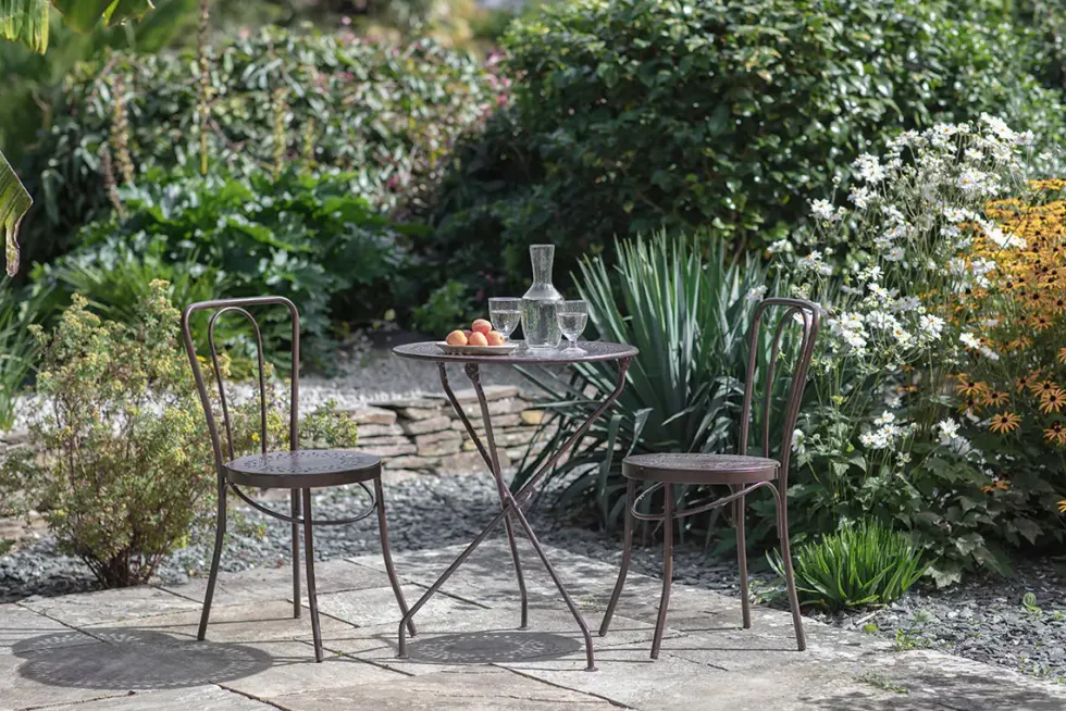 Jeavika Iron Outdoor Bistro Table - Black