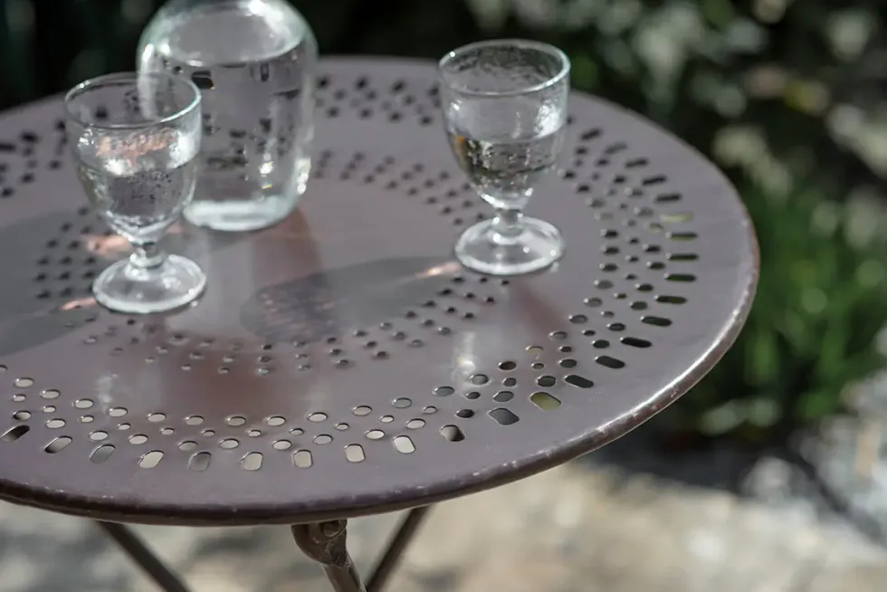 Jeavika Iron Outdoor Bistro Table - Black
