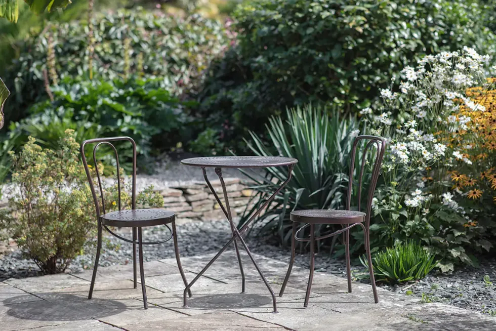 Jeavika Iron Outdoor Bistro Table - Black