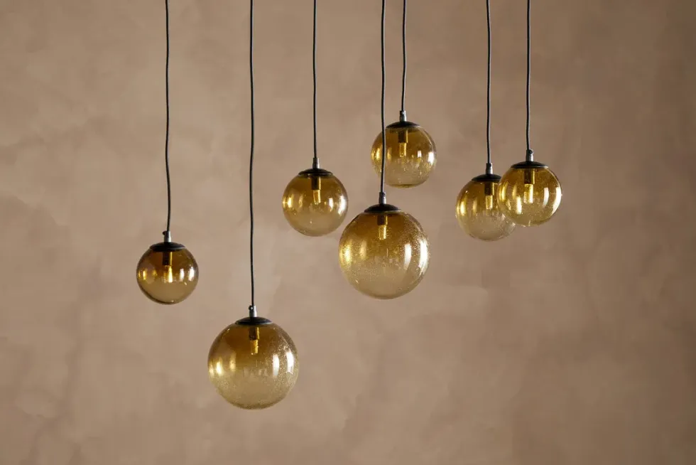 Jerami Recycled Glass Linear Statement Chandelier - Caramel