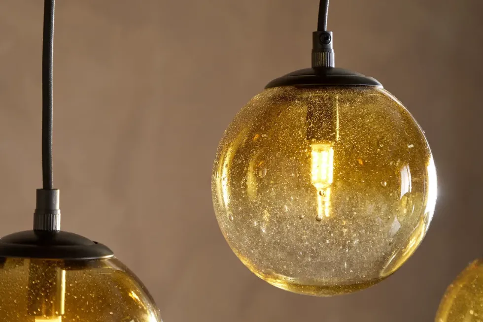 Jerami Recycled Glass Linear Statement Chandelier - Caramel