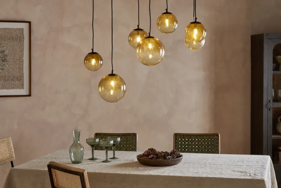 Jerami Recycled Glass Linear Statement Chandelier - Caramel