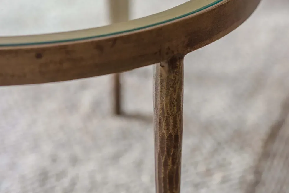 Jiya Iron & Glass Nested Coffee Tables - Brass