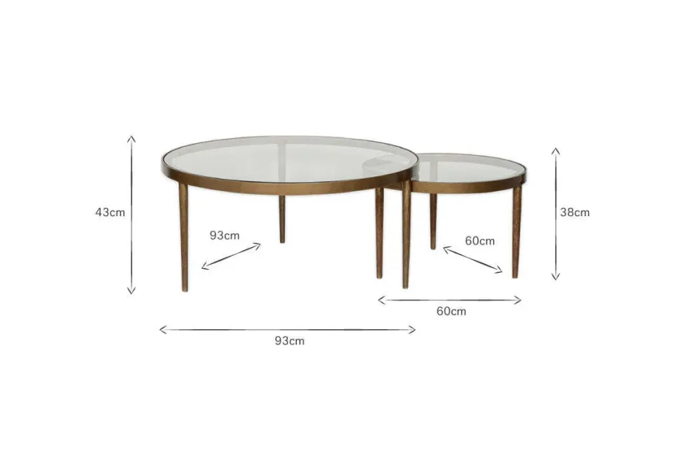 Jiya Iron & Glass Nested Coffee Tables - Brass