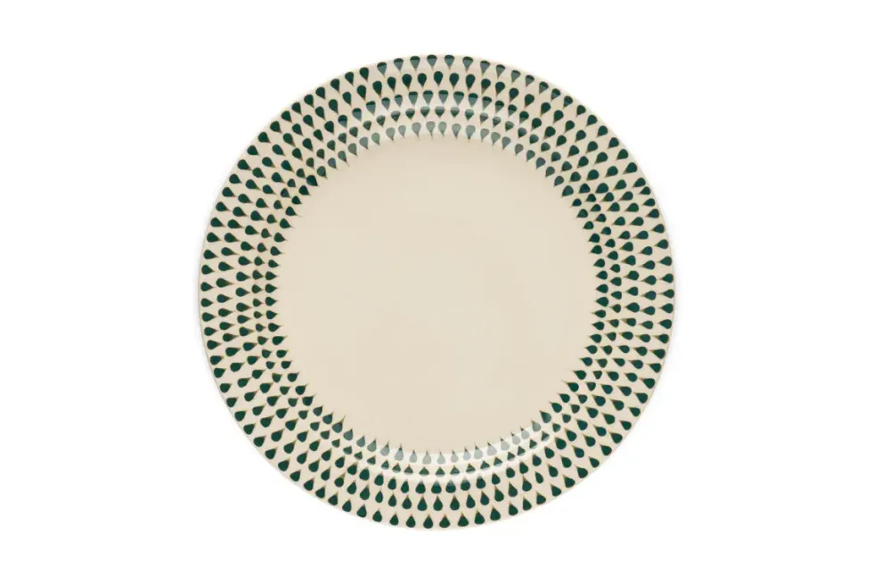 Juniper Drop Dinnerware Set - Cream & Juniper (Set of 12)
