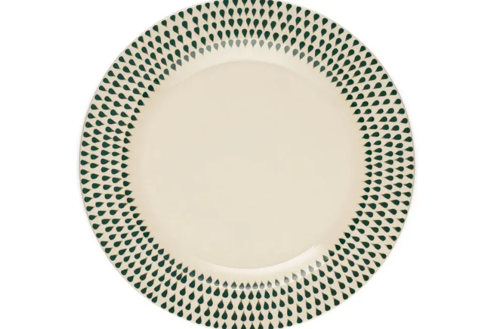 Juniper Drop Dinnerware Set - Cream & Juniper (Set of 12)