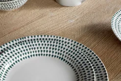 Juniper Drop Dinnerware Set - Cream & Juniper (Set of 12)