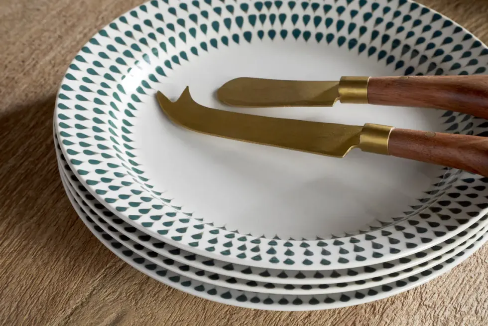 Juniper Drop Side Plate - Cream & Juniper