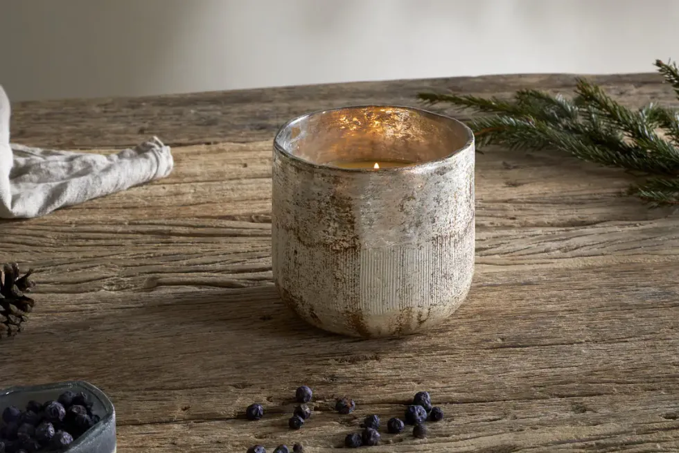 Juniper & Fir 3 Wick Scented Candle - Antique Gold - 3 Wick
