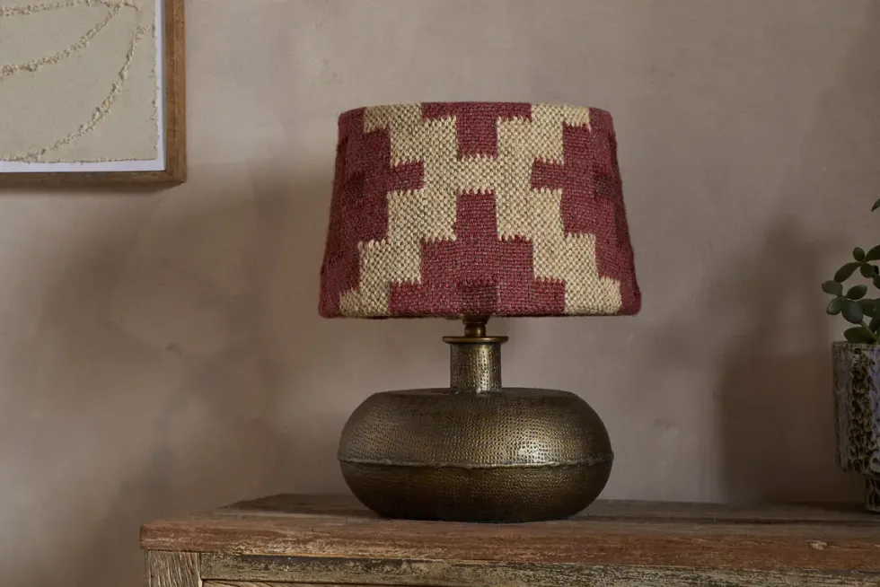 Kaadu Jute Kilim Lampshade - Rust & Natural - Medium