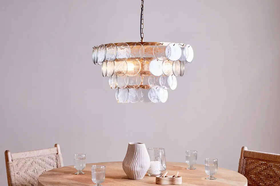 Kagitha Recycled Glass Statement Chandelier - Clear
