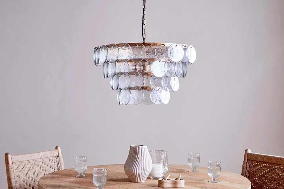 Kagitha Recycled Glass Statement Chandelier - Clear