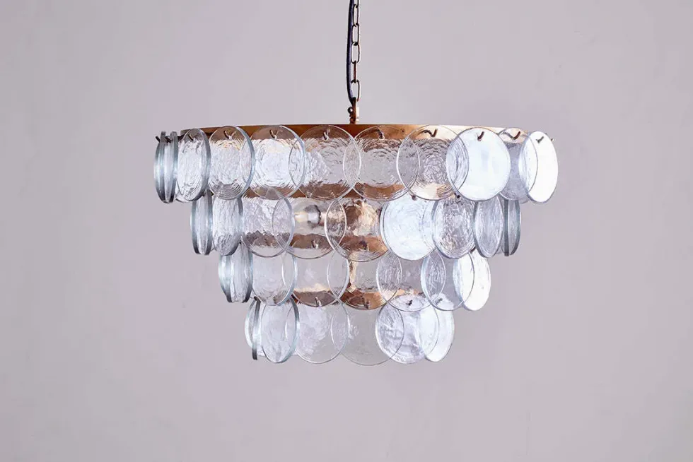 Kagitha Recycled Glass Statement Chandelier - Clear