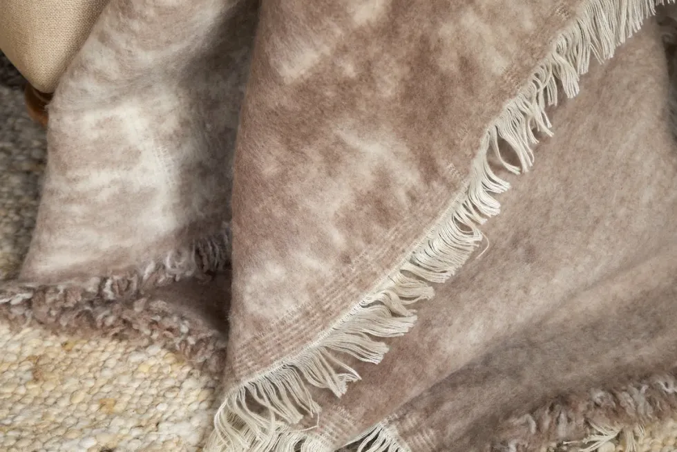 Kambali Disressed Wool Jacquard Throw - Natural