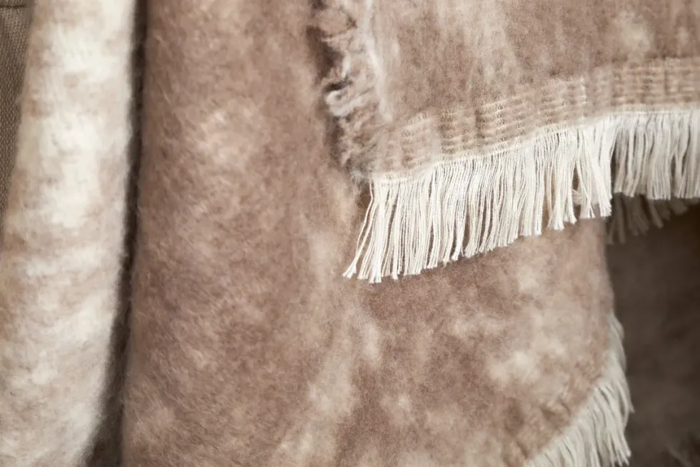 Kambali Disressed Wool Jacquard Throw - Natural
