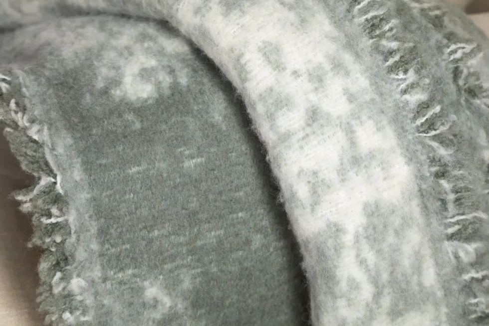 Kambali Distressed Wool Jacquard Throw - Moss