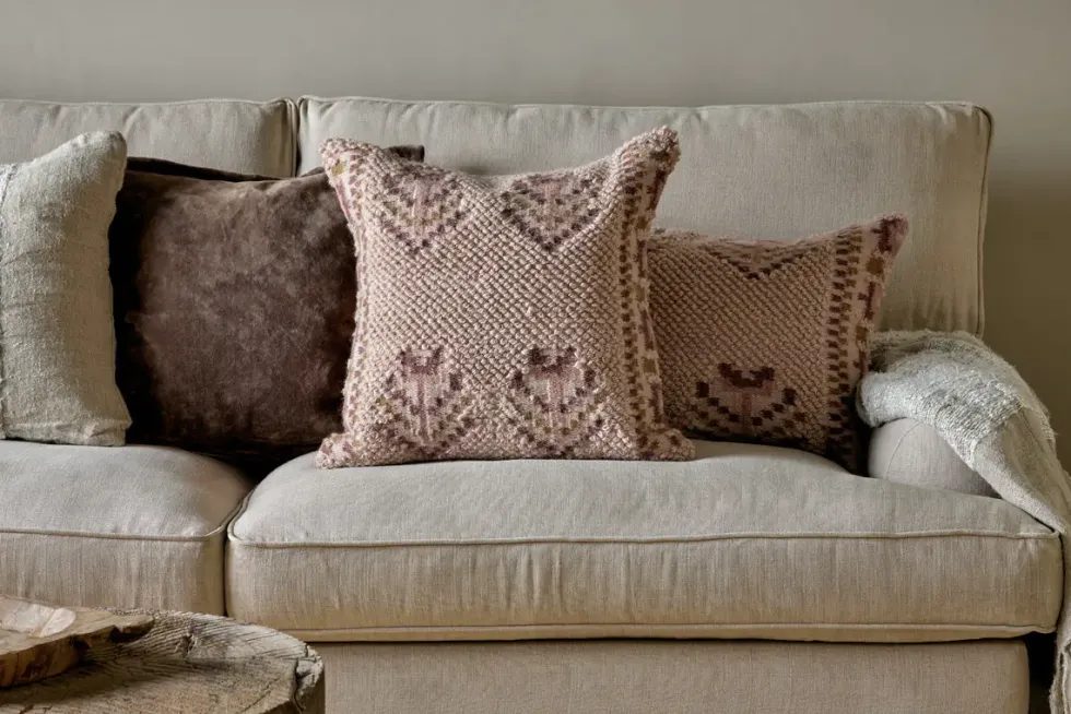 Kandy Wool & Cotton Cushion Cover - Dusty Pink