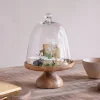 Kannati Mango Wood & Glass Cheese Stand - Clear