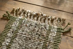 Kanta Jute & Textural Tweed Runner - Olive Green
