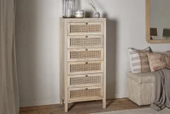 Kanz Mango Wood Tall Boy Chest of Drawers - Natural