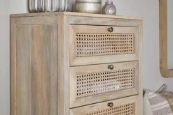 Kanz Mango Wood Tall Boy Chest of Drawers - Natural